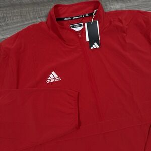 Adidas Men's Coach Woven Long Sleeve 1/4 Zip Pullover Size 3XL Red IS1059 NEW